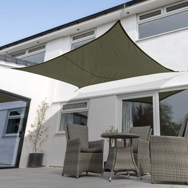 Solseil Vanntett Rektangel 4x3m Kakigrønn