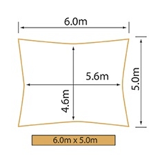Størrelse rektangulært 6x5 meter